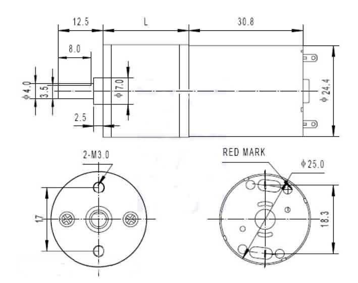 GM25 Gear DC Motor - 30.8+L * 25 * 25mm / 4mm Output Shaft