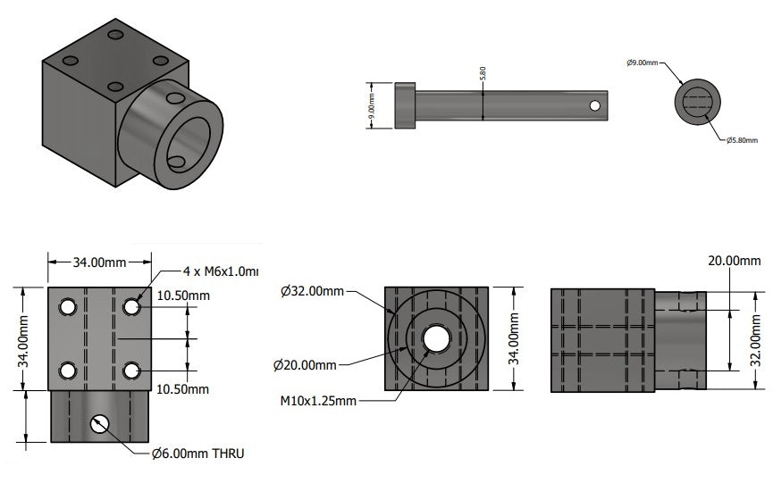MB10 Linear Actuator mounting bracket for the Rod end Actuators