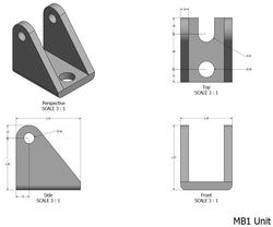 MB1 Bracket - linear actuator bracket dimensions