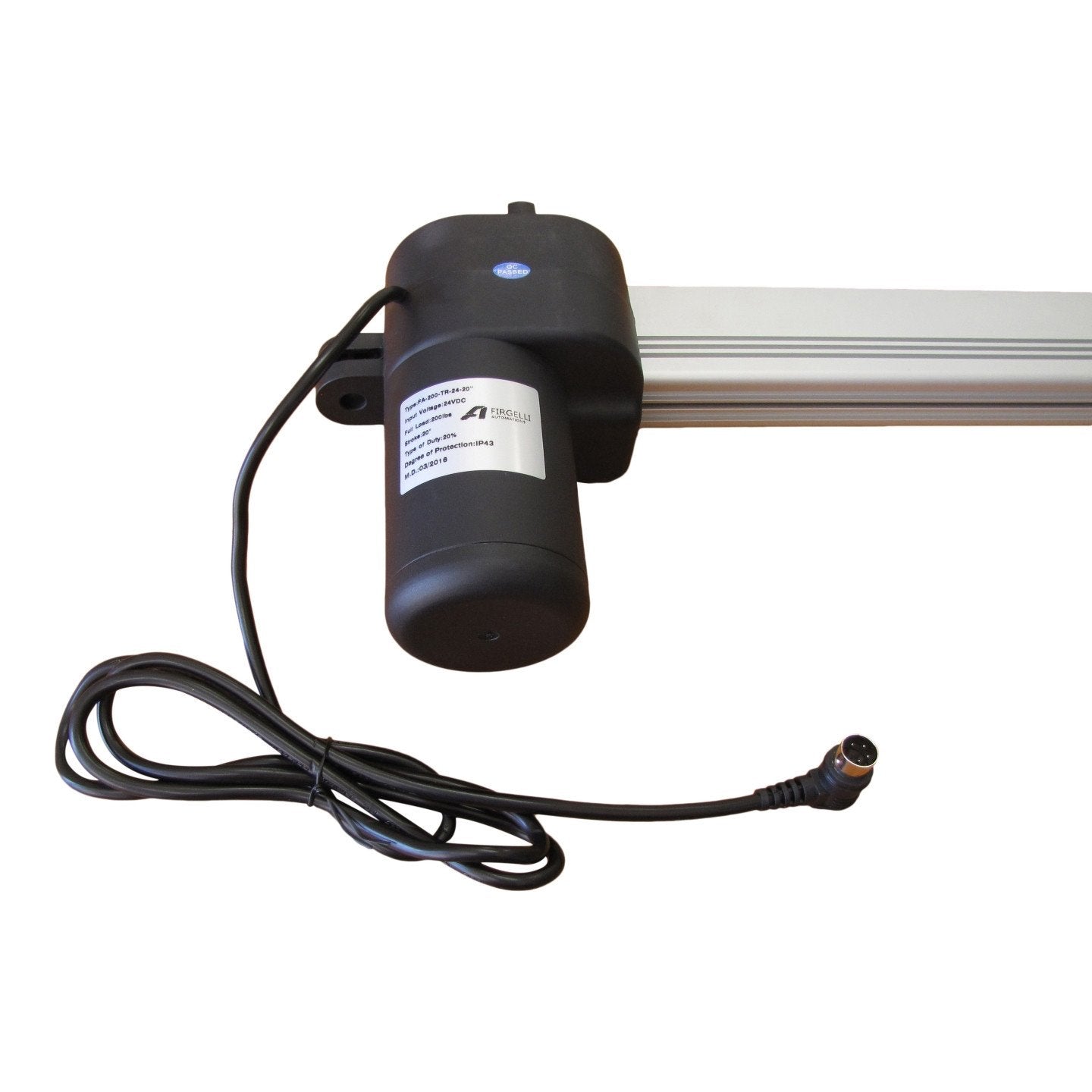 Firgelli Automations Track Actuator with strokes up to 60 inches and forces up to 400 lbs